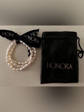 Honora Pearl Bracelet Set with Black Branded Ribbon
